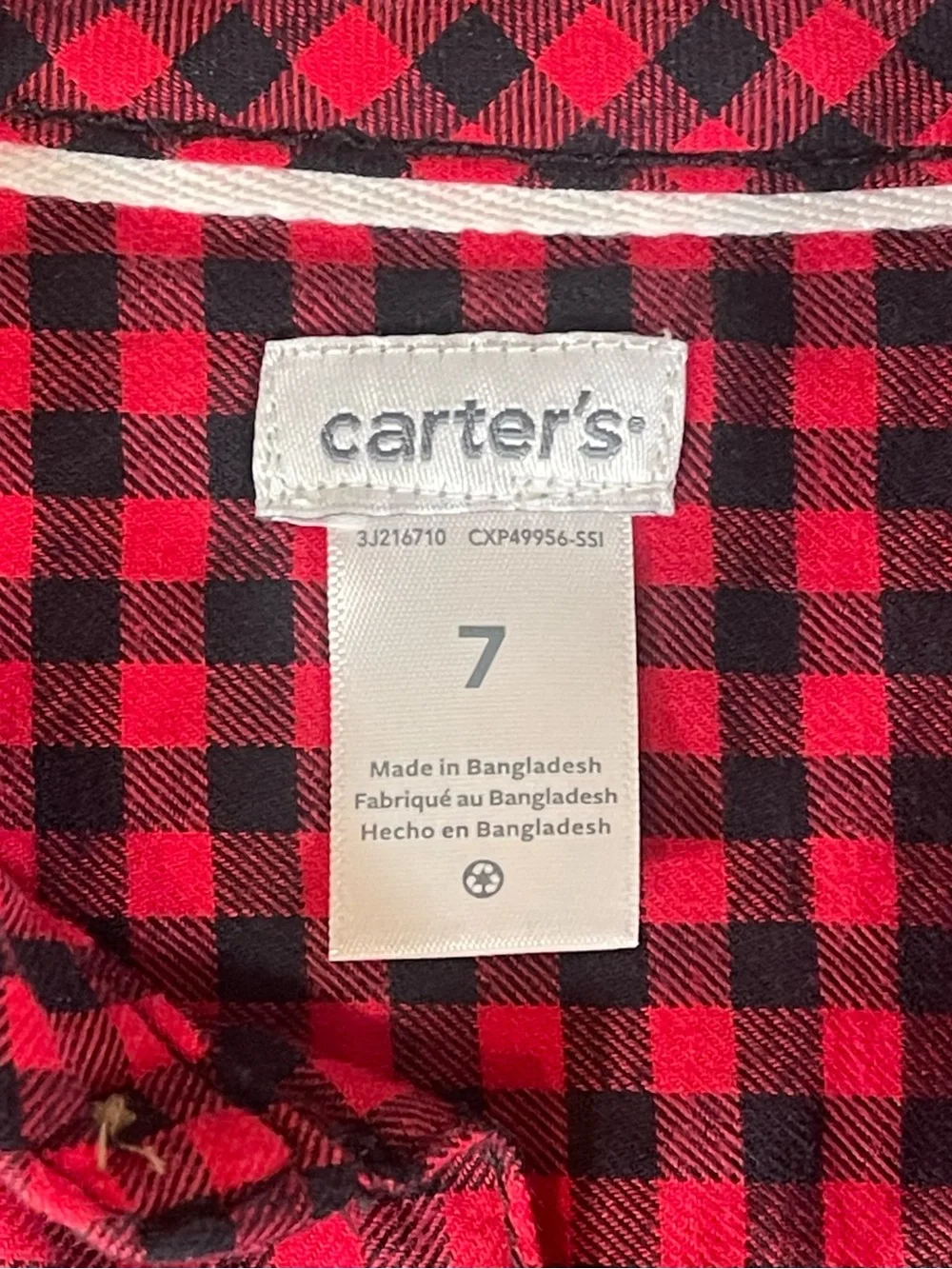 Carter's Red and Black Plaid Button-Down Shirt